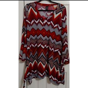Women's Flare Bottom Tunic with Aztec Print EUC Size L X/L